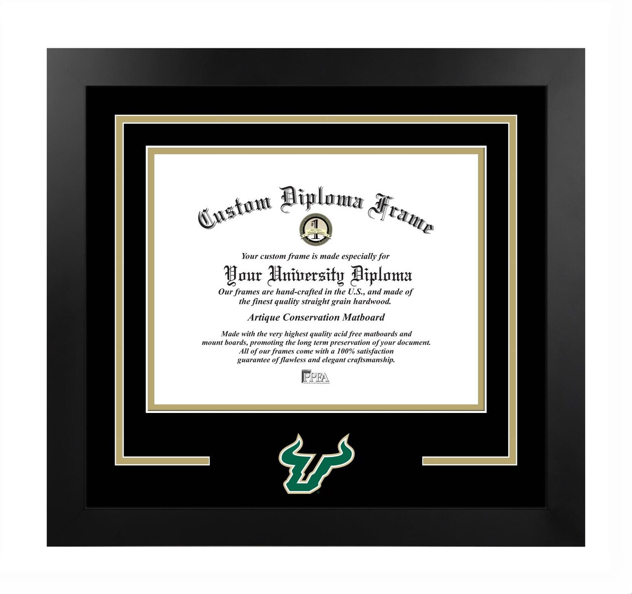 South Florida Bulls 11w x 8.5h Spirit Diploma Manhattan Black Frame with Bonus Campus Images Lithograph (value savings $59)